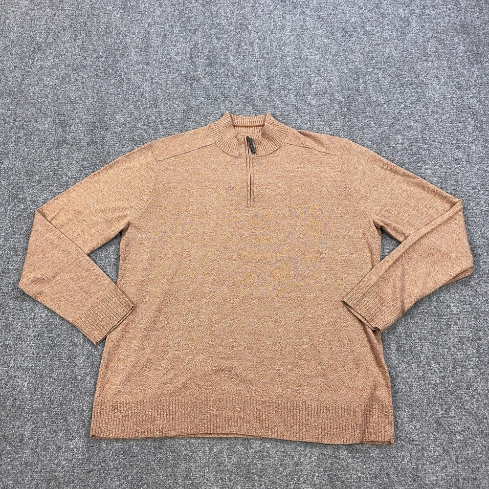 SmartWool Sweater Mens XL Beige Heathered 1/4 Zip Mock Neck Knit Pullover Casual